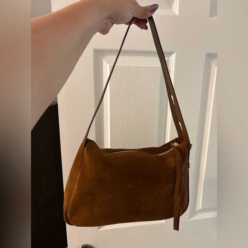 tory burch romy Brown Suede Shoulder Bag